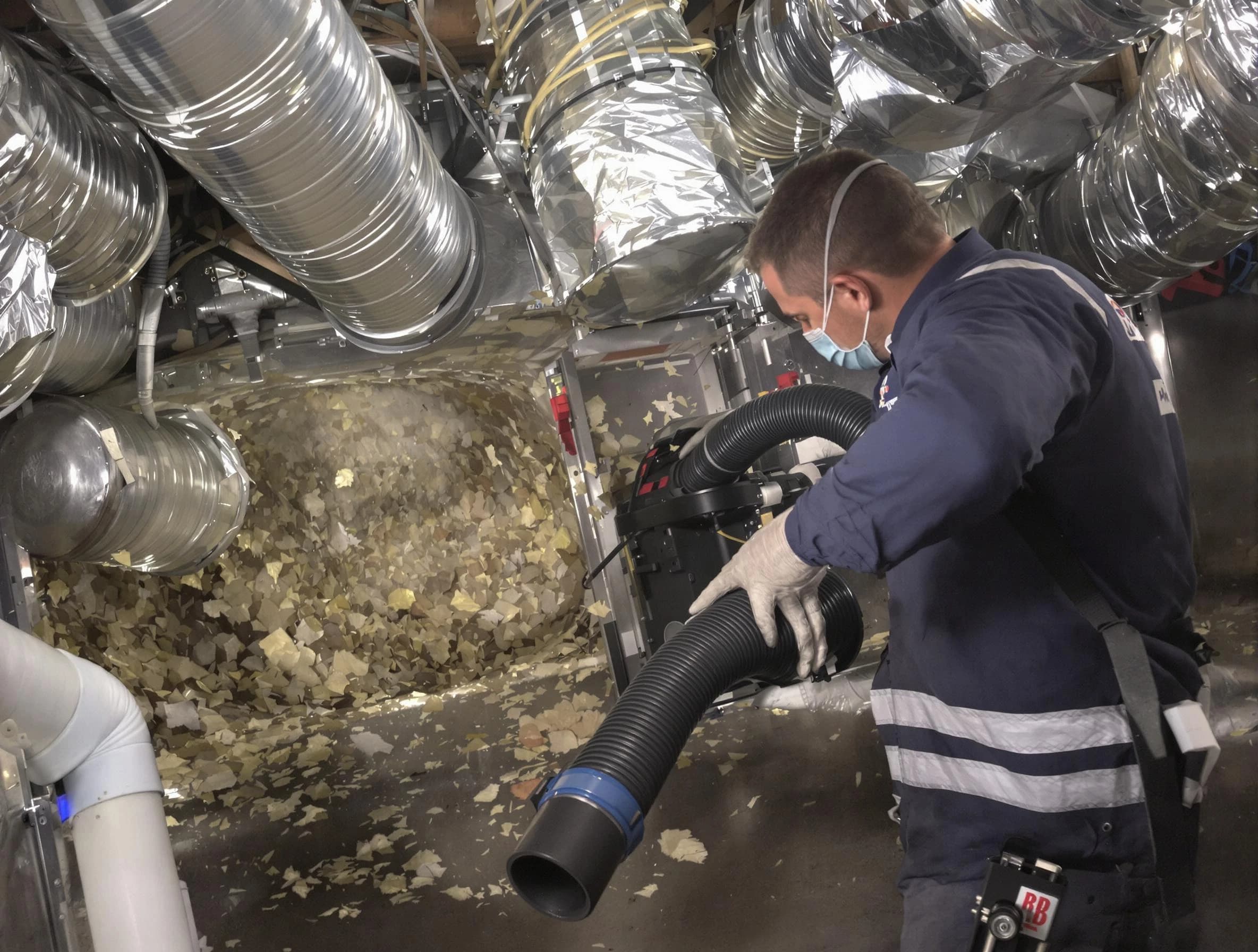 Shaw Heights Air Duct Cleaning specialist operating negative pressure cleaning equipment for thorough duct maintenance in Shaw Heights