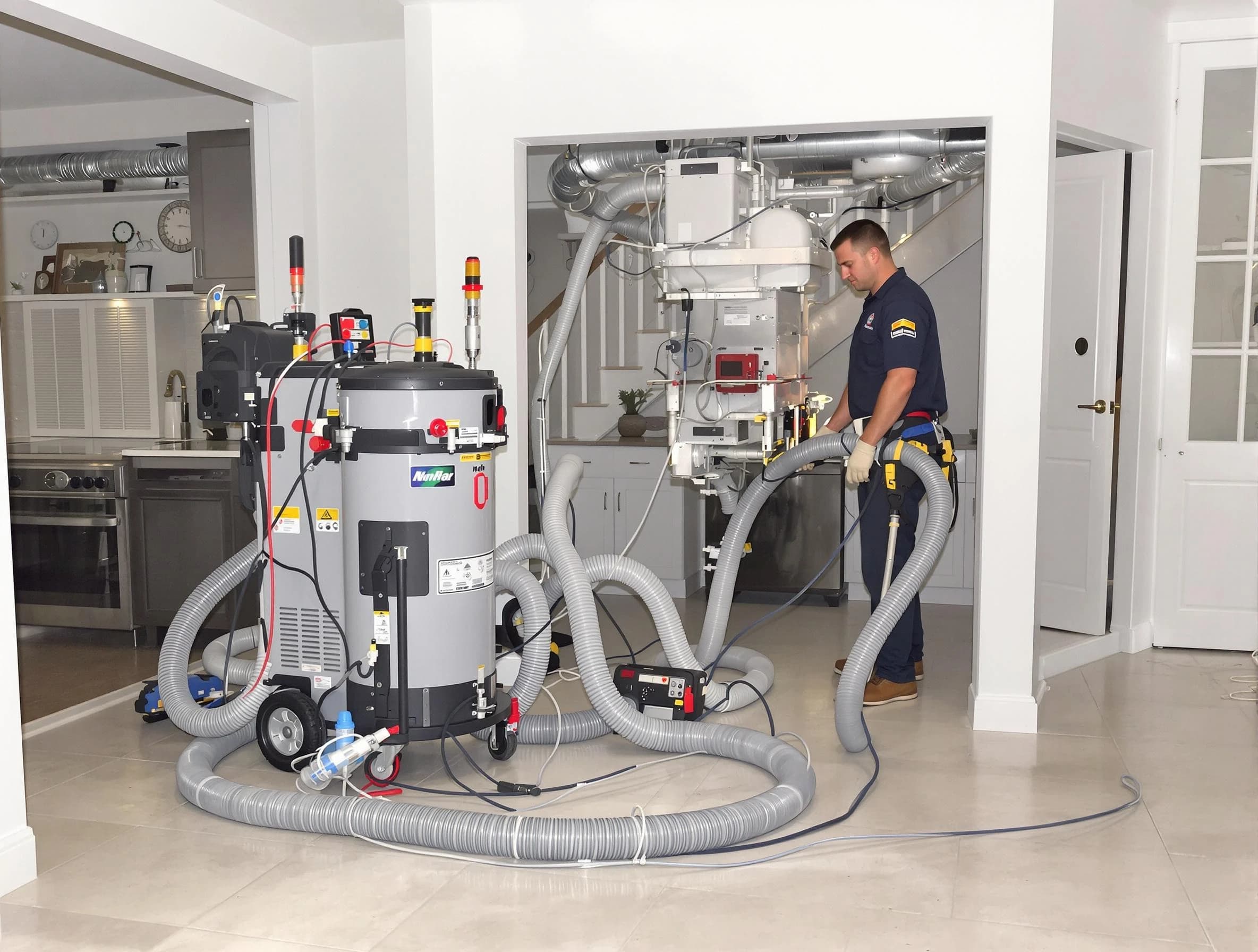 Shaw Heights Air Duct Cleaning technician operating negative pressure cleaning equipment for thorough duct maintenance in Shaw Heights