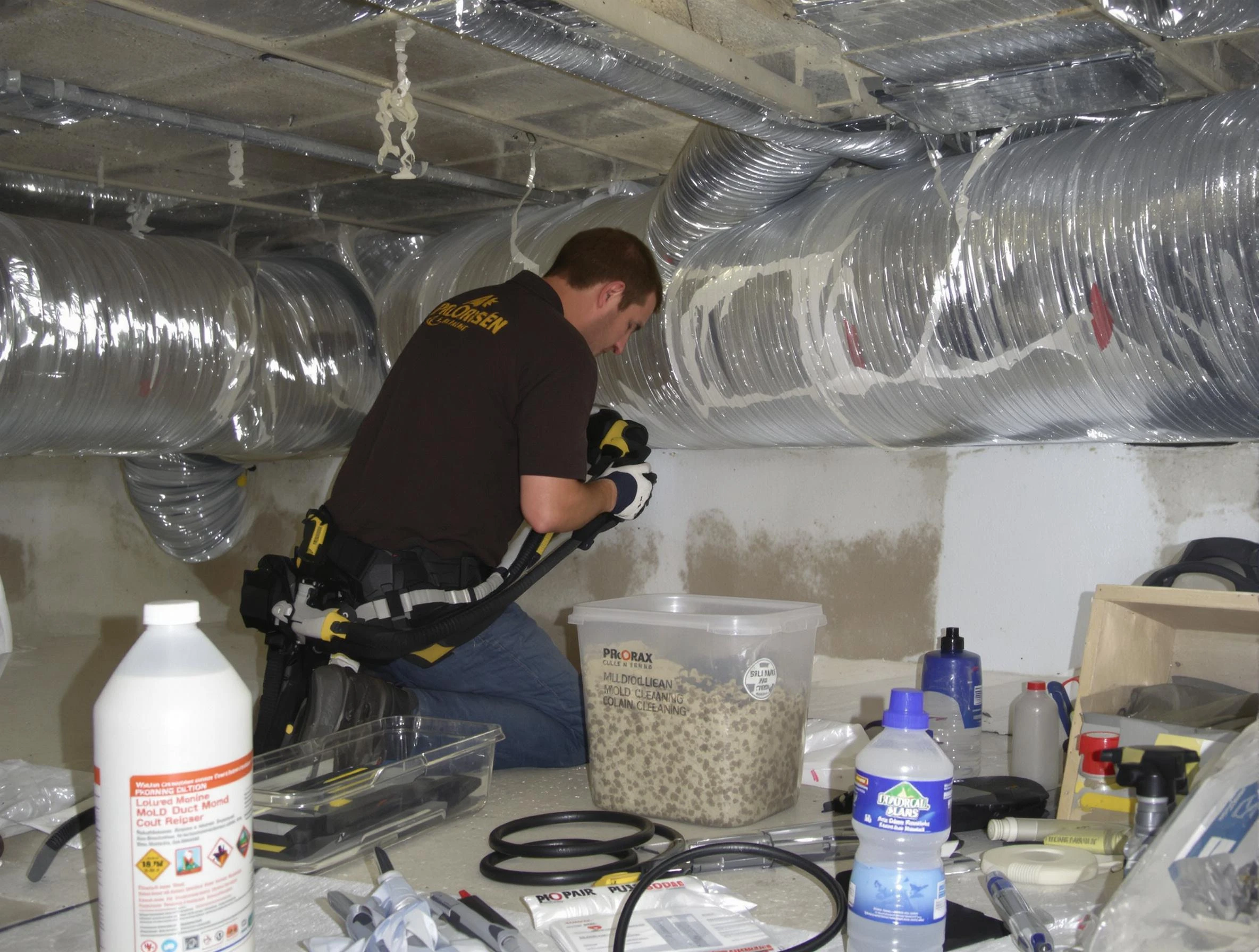 Shaw Heights Air Duct Cleaning specialist performing professional mold removal from air ducts in Shaw Heights