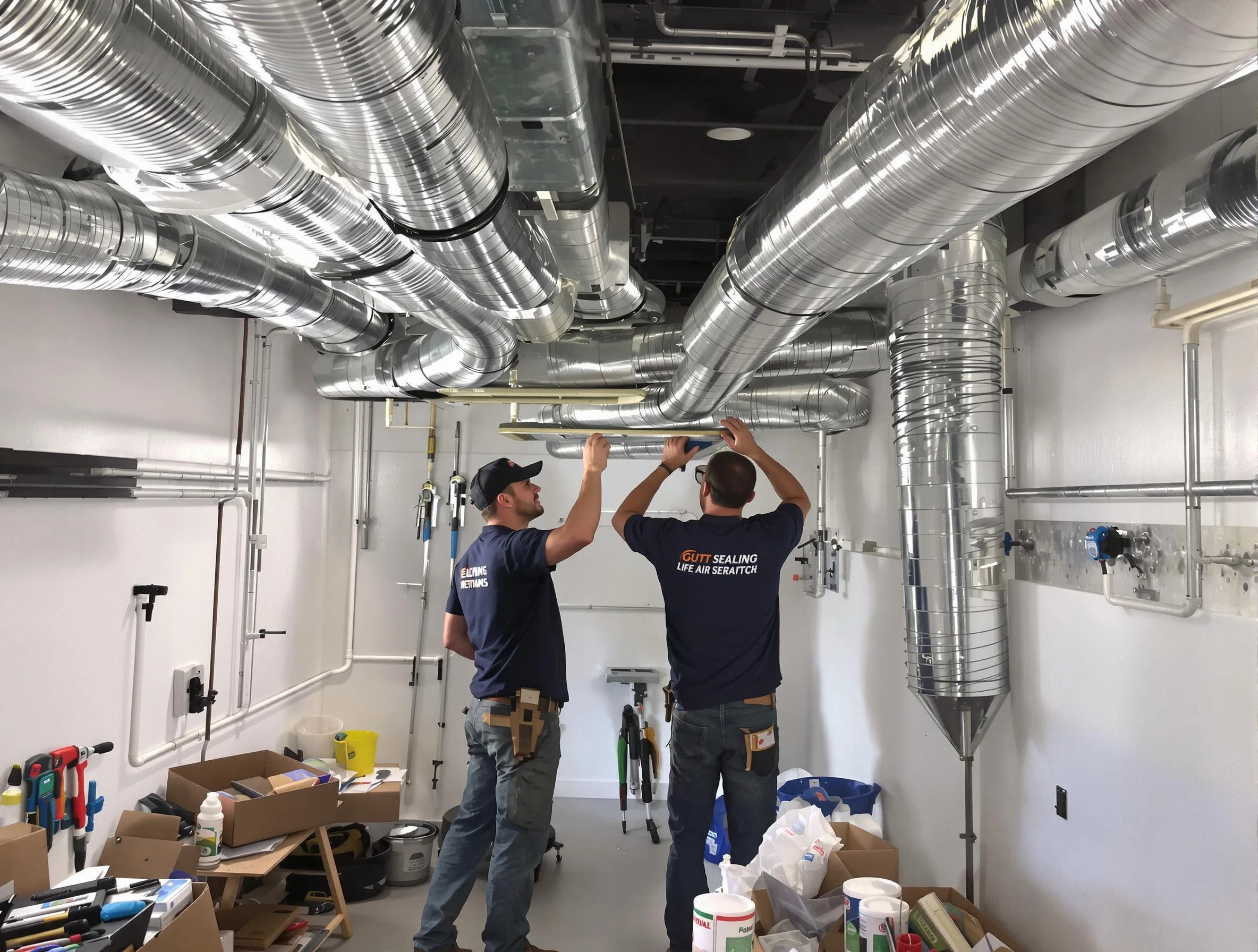 Shaw Heights Air Duct Cleaning technician applying professional duct sealing solutions in Shaw Heights